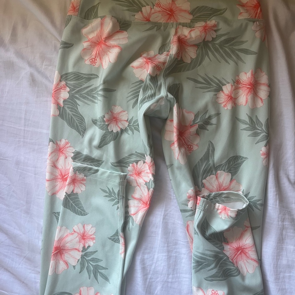 Glyder Green and Pink Tropical Leggings
